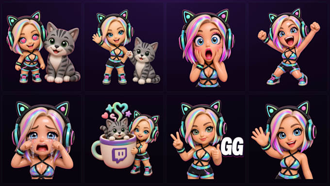 design custom 3d chibi emotes of your character
