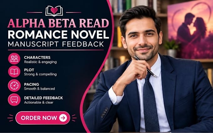 alpha beta read romance novel manuscript characters plot pacing feedback
