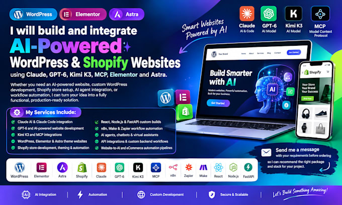 claude wordpress website elementor mcp kimi k3 website shopify claude gpt 6astra