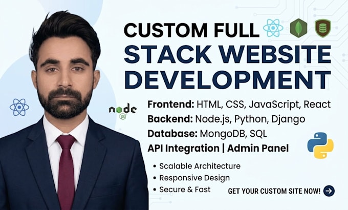 custom website development as full stack developer and front end developer
