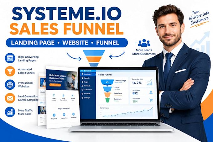 create systeme io sale funnel, systeme io landing page, systeme io website