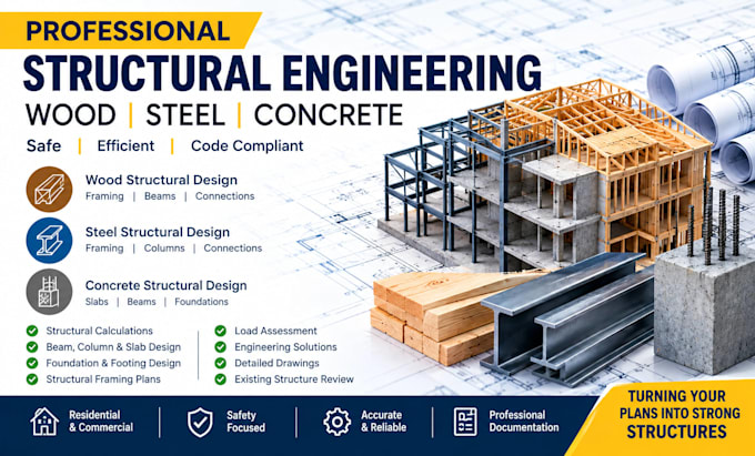 do wood, steel and concrete structural design, structural engineer