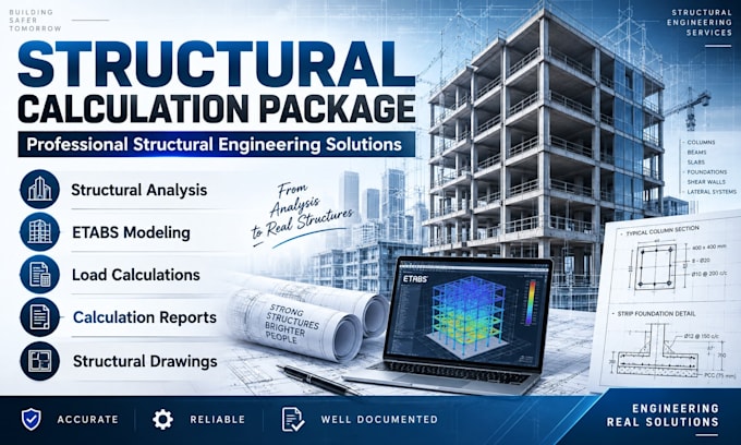 do structural analysis design calculations and etabs modeling