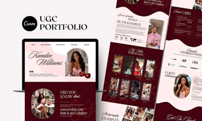 design ugc portfolio canva website design editable canva website ugc portfolio