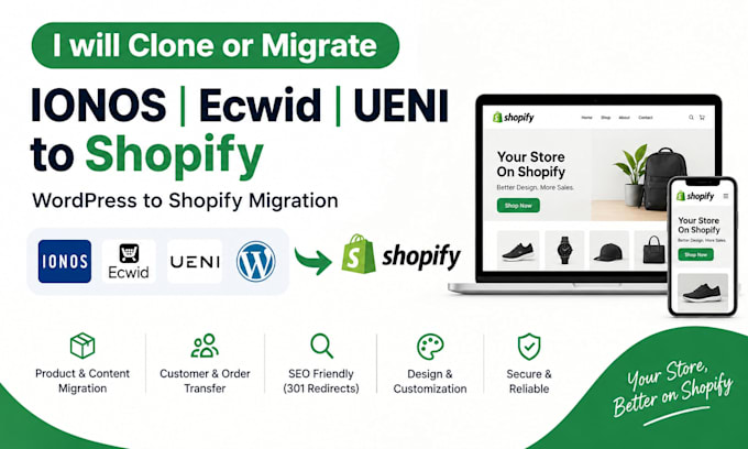 clone or migrate ionos ecwid ueni to shopify wordpress to shopify migration