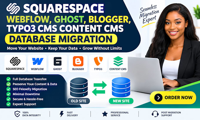 squarespace webflow ghost  blogger typo3 cms content cms database migration