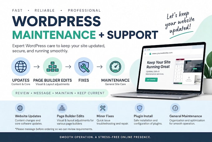 maintain, update and fix your wordpress website