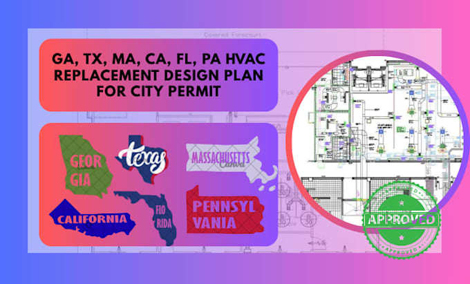 ga, tx, ma, ca, fl, pa hvac replacement design plan for city permit