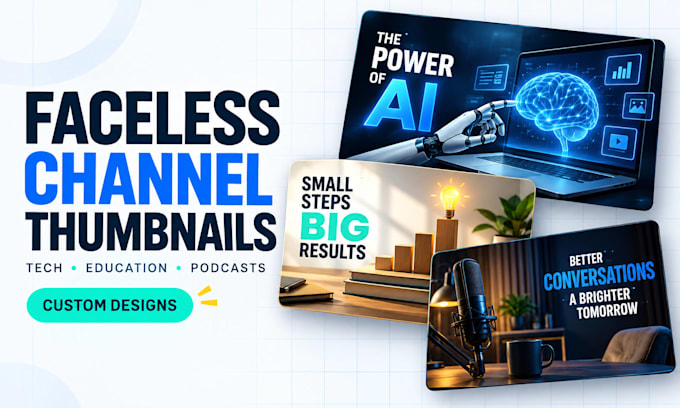 design youtube thumbnails for faceless tech and ai channels