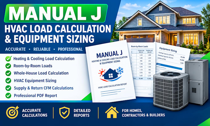 do manual j hvac load calculation and equipment sizing