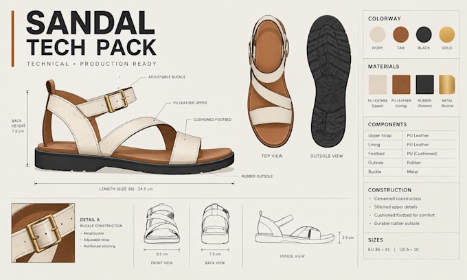 create shoe patterns, grading and tech packs for footwear manufacturing