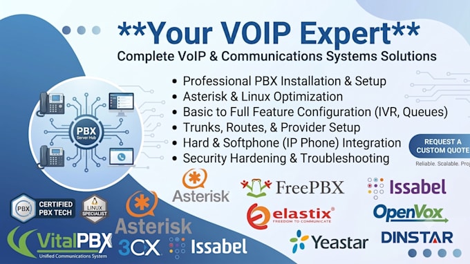 expert voip, freepbx, asterisk, and pbx server installation
