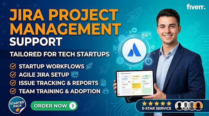 provide jira project management support for tech startups