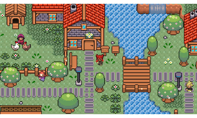 pixel art tileset background rpg map 2d top down game assets sprite sheet