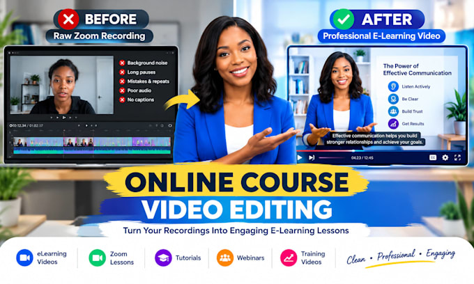 edit your online course, elearning, or zoom recorded video lesson