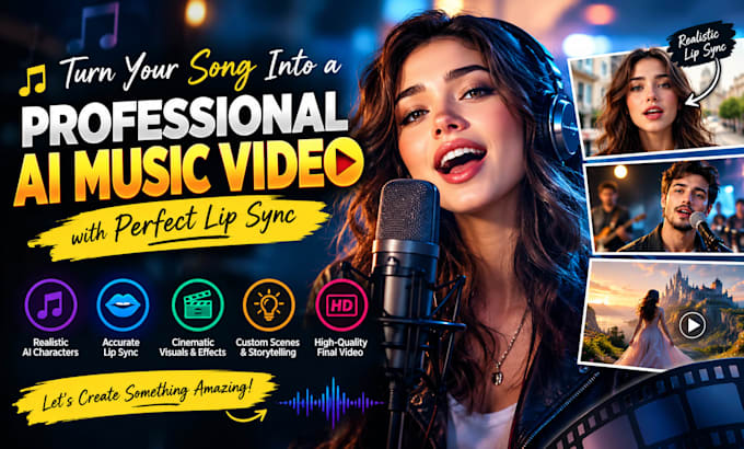 create a realistic ai music video with singing and lip sync