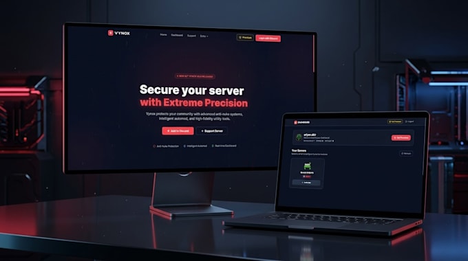 create modern discord bot website and dashboard UI