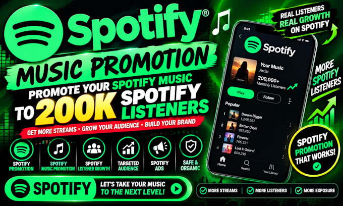spotify music promotion promote spotify music to 200k spotify listeners spotify