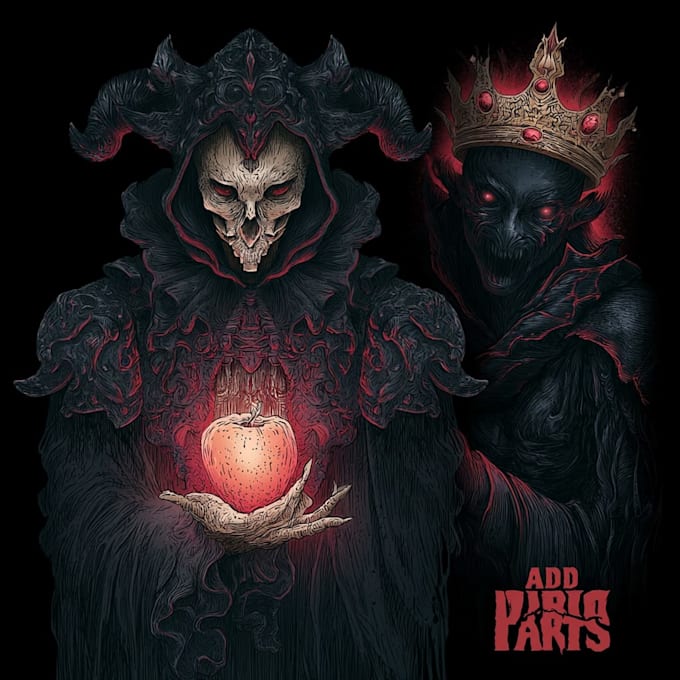 draw a detailed gothic line art and dark illustration
