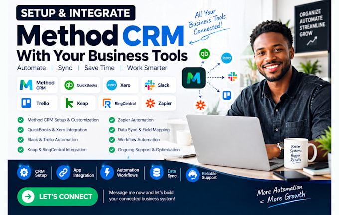 method crm quickbooks xero slack trello keap ringcentral zapier integration