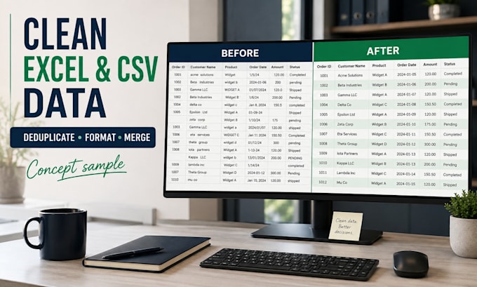 clean, format, and merge your excel or CSV data