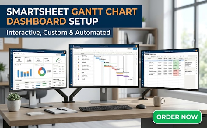 setup interactive smartsheet gantt chart, dashboard and workflow setup
