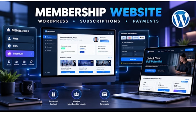 build a membership website with wordpress, payments and subscriptions