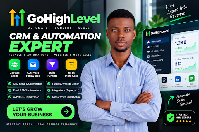 setup gohighlevel CRM, workflow automation and sales funnel