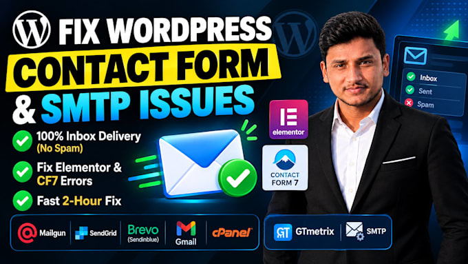 fix wordpress contact form 7 elementor form and smtp email issues
