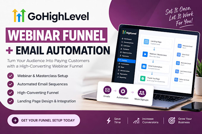 be gohighlevel, webinar funnel  and masterclass email automation