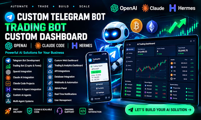 bulld custom telegram bot trading bot custom dashboard openai claude code hermes