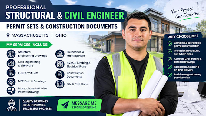 structural engineer full permit set civil engineer mep massachusetts ohio permit