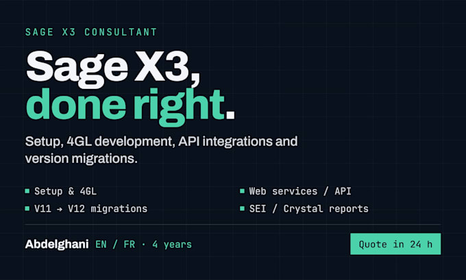 your sage x3 erp consultant for setup, development and support