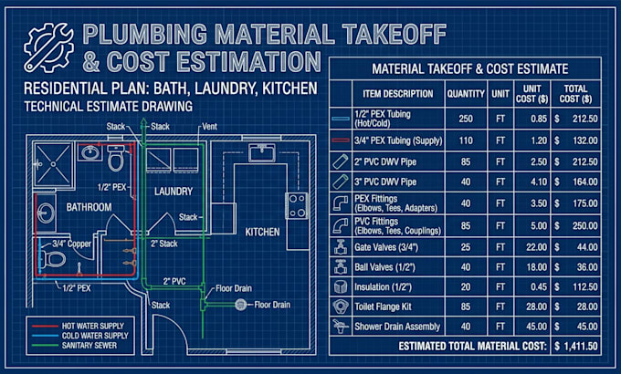 do accurate plumbing material takeoff and cost estimation for contractors