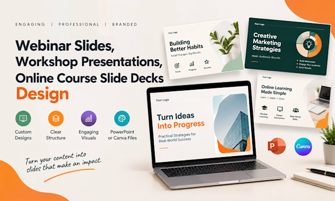 design webinar slides, workshop presentations, online course slide decks