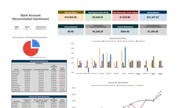 do excel spreadsheet bookkeeping, bank reconciliation, expense tracking