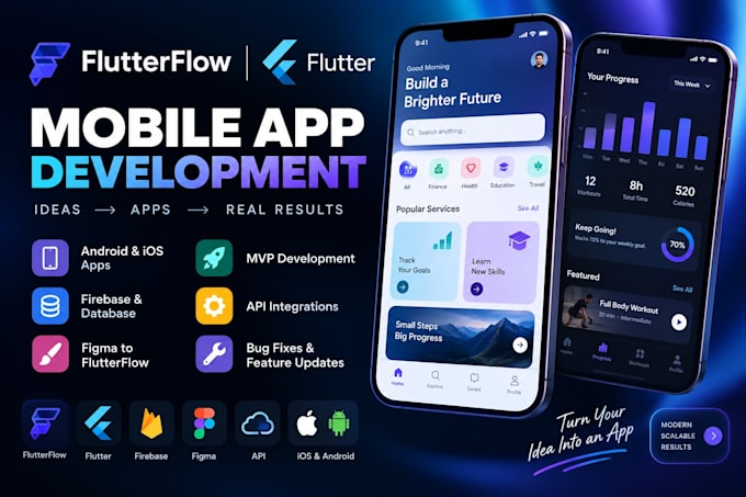 fix or build flutterflow or flutter mobile app with firebase for ios, android