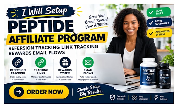 setup peptide affiliate program refersion tracking link tracking rewards email