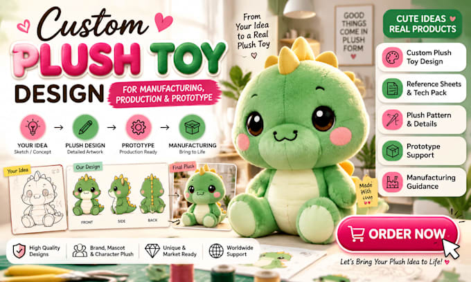 design custom plush toy for manufacturing plush production and plush prototype