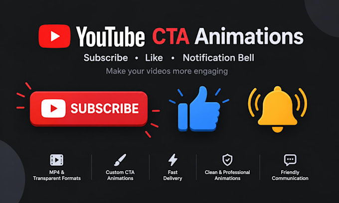 create animated youtube subscribe, like and bell button