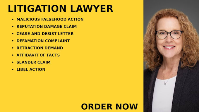 draft defamation pleadings, manage libel, slander and reputation dispute cases