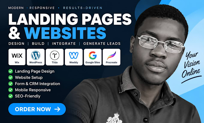 design wix procreate tilda weebly google site landing page wordpress integration