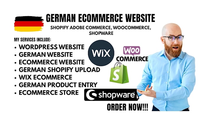 build german ecommerce website, shopware, woocommerce, shopify adobe commerce