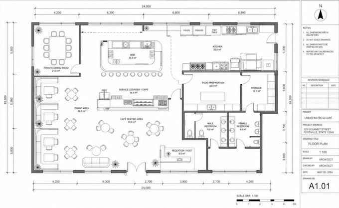 design your restaurant or cafe interior and space layout