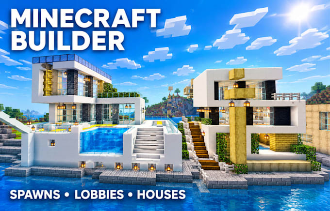 build a custom minecraft modpack server spawn, lobby, or modern house