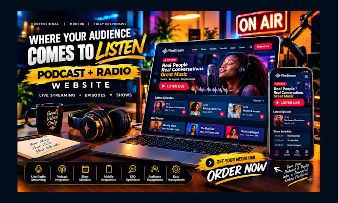build a podcast and online radio website with live stream
