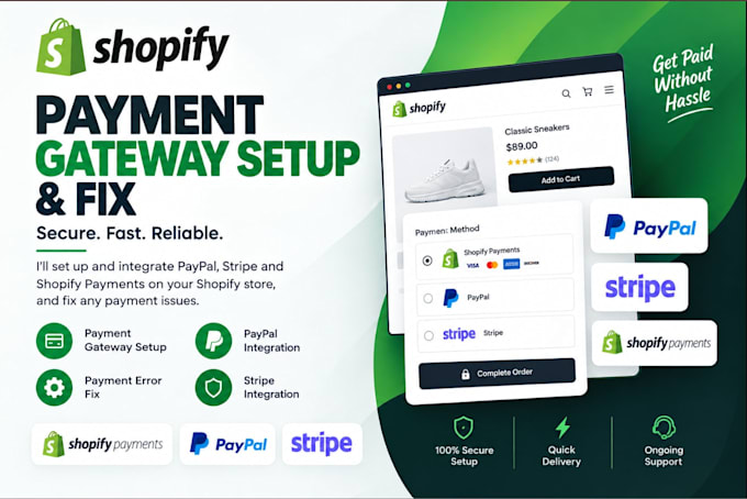 setup shopify payment gateway, paypal and stripe integration
