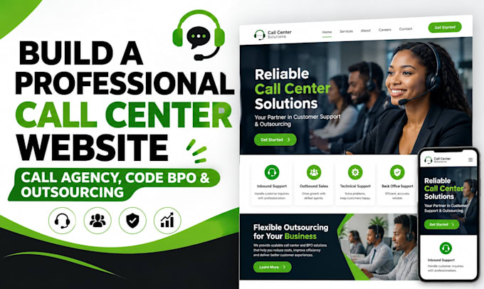 build professional call center website call agency code bpo website outsourcing