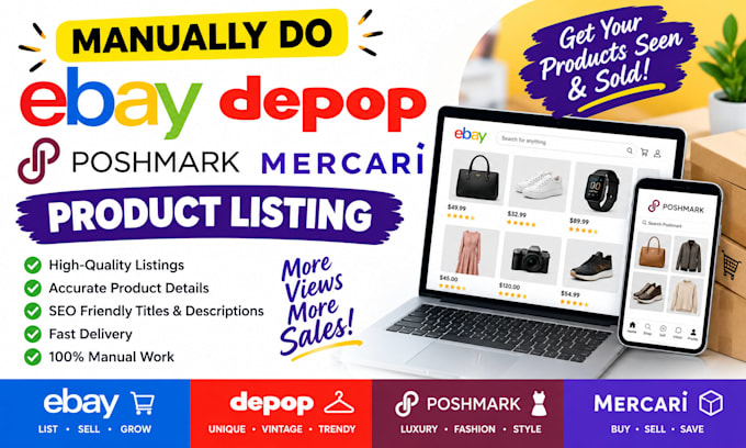 manually do ebay depop poshmark mercari product listing