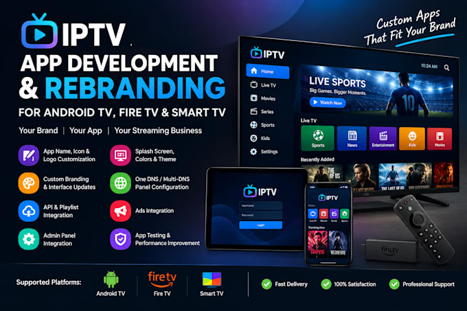develop and rebrand your smart TV app, admin panels, and app customization